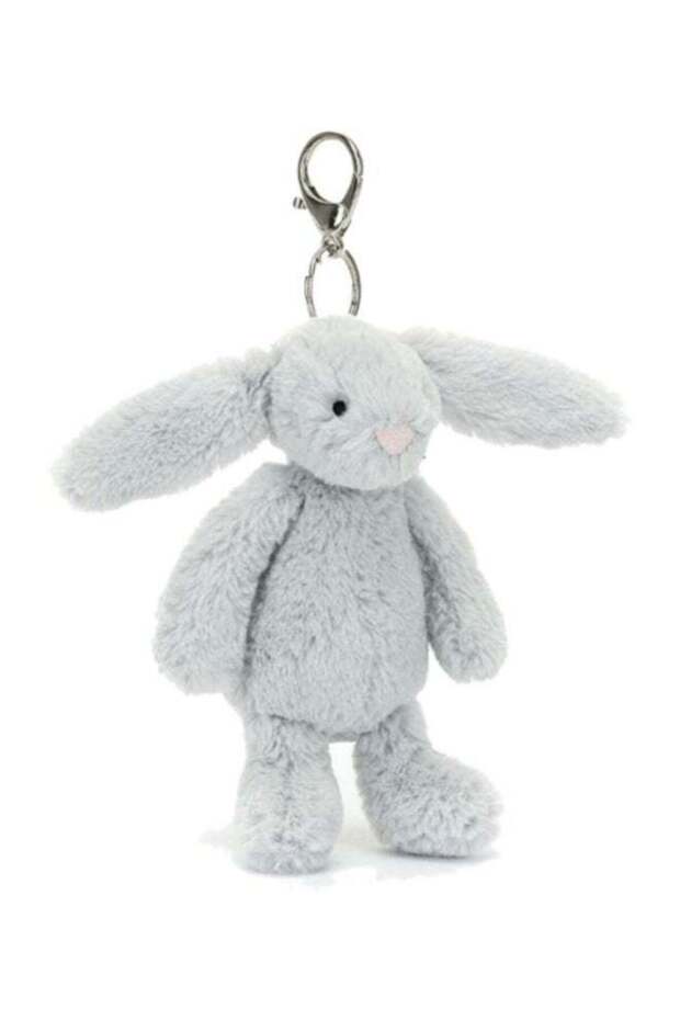 Bashful Bunny Bag Charm – Soft Plush Bunny Keychain with Clip, Cute Accessory for Handbags, Backpac