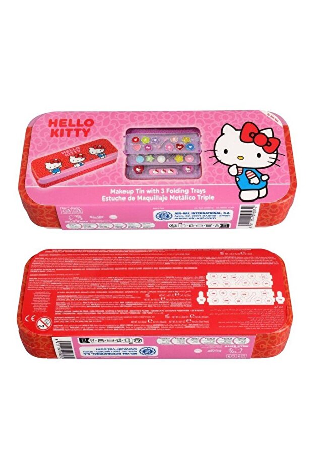 Air-Val Sanrio Hello Kitty and Friends Hello Kitty Makeup Tin With 3 Folding Trays (Red/Pink)