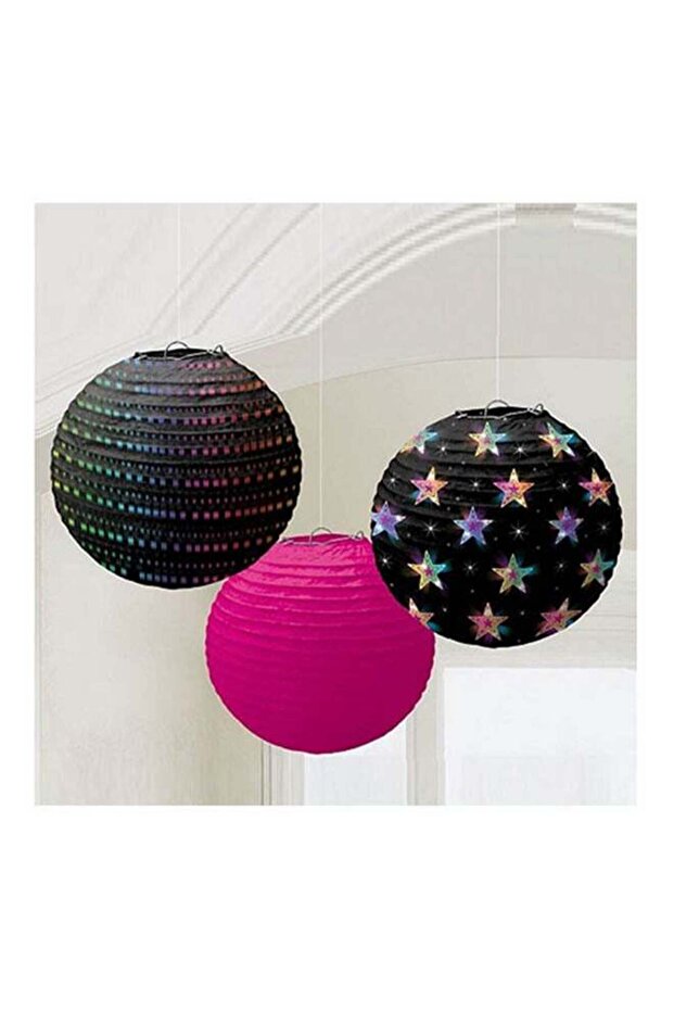 3-Piece Round Paper Lantern Decorations Party Supplies