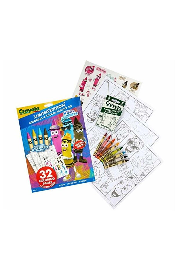 Retired Colors Wild Journeys Coloring & Activity Set – 32 Pages, Classic Retired Crayons & Stickers