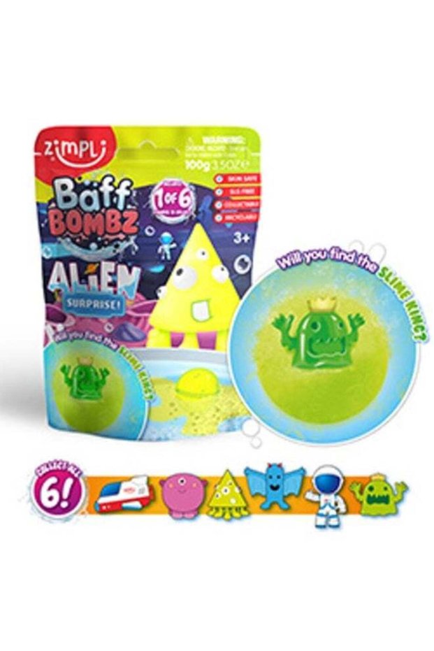 Zimpli kids BAFF BOMBZ Alien Surprise Bath Bomb, 100 g, Mystery Bath Bomb with 1 of 6 Collectible A