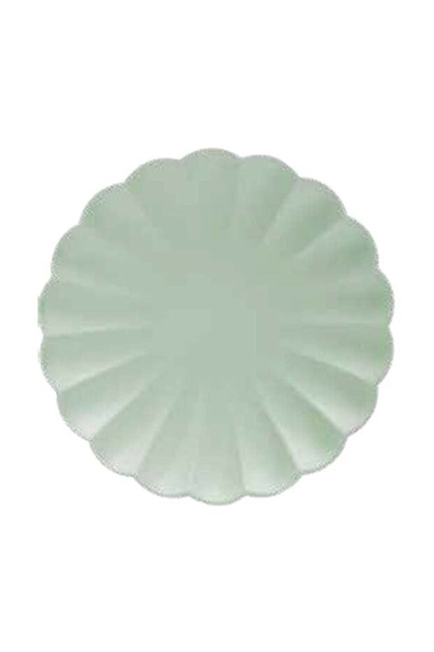 Compostable Paper Plates 23 cm Mint Green Flower Shape – Pack of 8 Biodegradable Party Plates