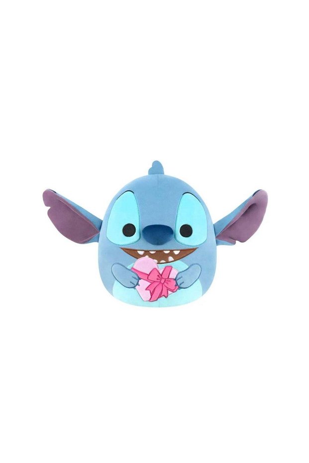 Squishmallows Disney Lilo & Stitch Stitch with Heart Valentine Medium Plush Toy (20.32 cm, Blue/Pin