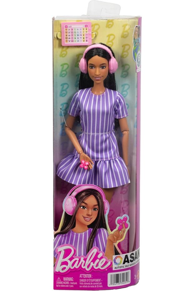 Fashionistas Doll #245 in Purple Striped Dress, ASAN