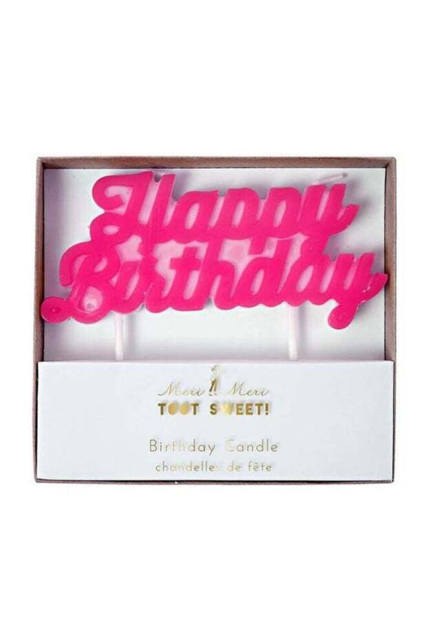 Pink Happy Birthday Candle