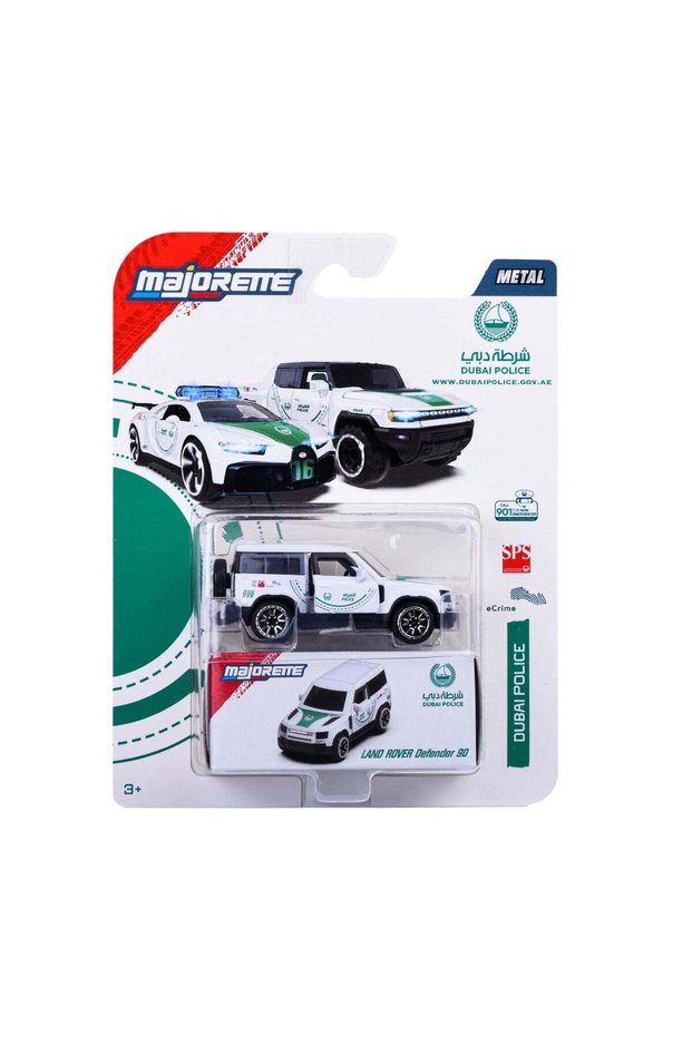 Majorette Metal Land Rover Defender 90 Dubai Police Die-cast Car (1:64, White/Green)