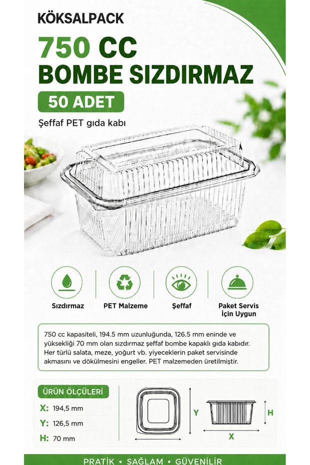 50 Pieces 750 Cc Leak-Proof Transparent Pet Food Container Salad Appetizer Yogurt Dessert Takeaway Container