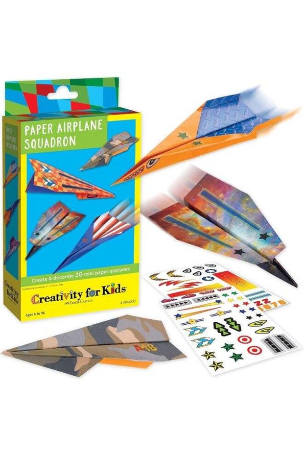 Paper Airplane Squadron - Create 20 Paper Airplanes, Mini Craft Kit for Boys, Easter Basket Stuffer