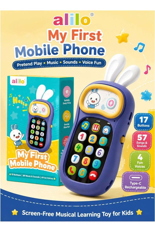 My First Mobile Phone Musical Learning Toy For Kids And Toddlers Interactive Pretend Play Phone Wit