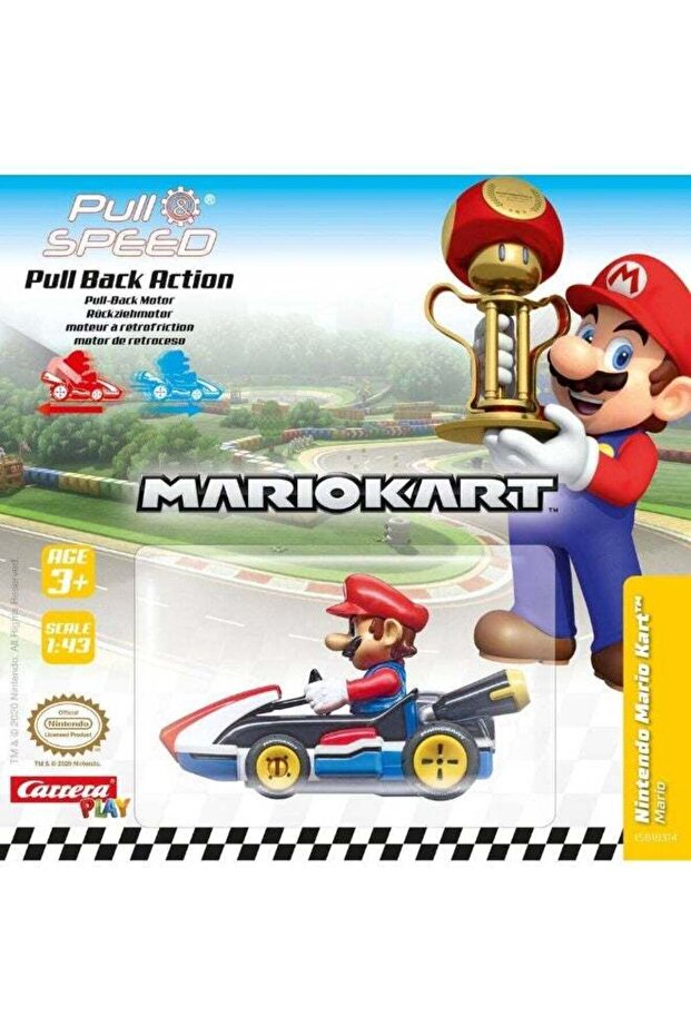 Carrera Pull N Speed Nintendo Mario Kart Mario Pull-Back Action Motor Car (1:43, Green/Blue)