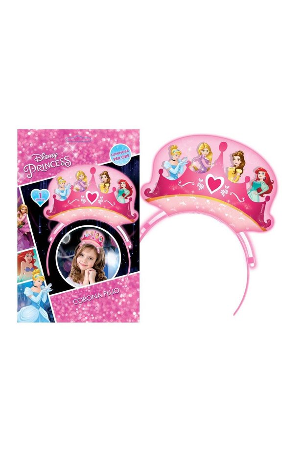 Disney Princess Light-Up Crown – Glowing Pink Tiara Headband Featuring Cinderella, Rapunzel, Belle