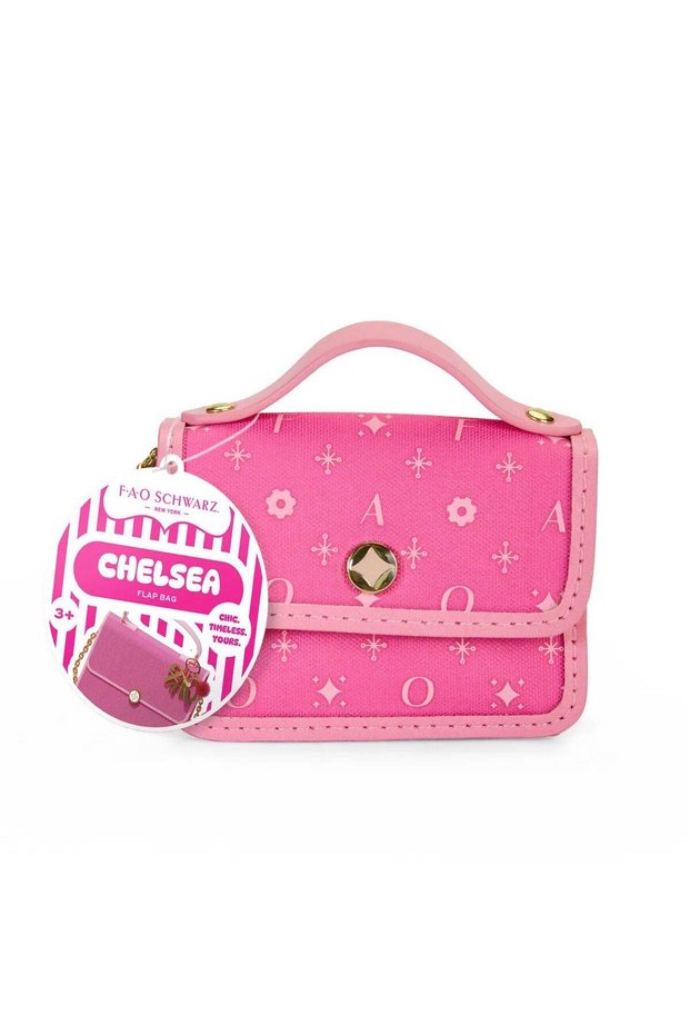 FAO Schwarz Chelsea Mini Flap Bag Charm Keychain (8.61 x 6.53 cm, Pink)