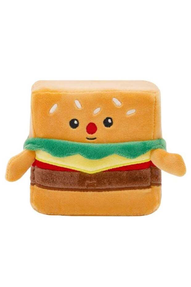 Square Pals Burger Bloop Hamburger Plush Toy (10 cm, Beige/Green/Brown)