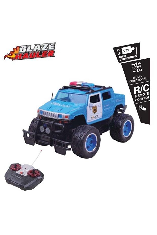 Mini Machines Mini R/C 1.64 Police Blaze Hauler Usb Ch. (Blue/ Black) | Multi Directional | R/C Rem