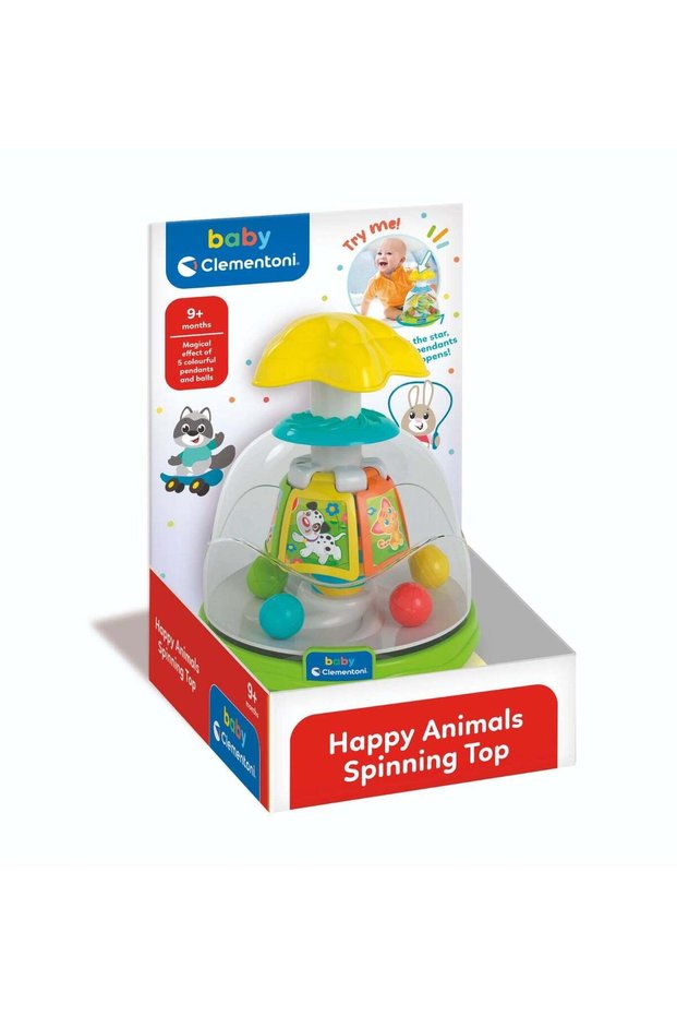 Clementoni Baby Happy Animals Spinning Top | Interactive Toy | Educational Toy | Early Learning Toy