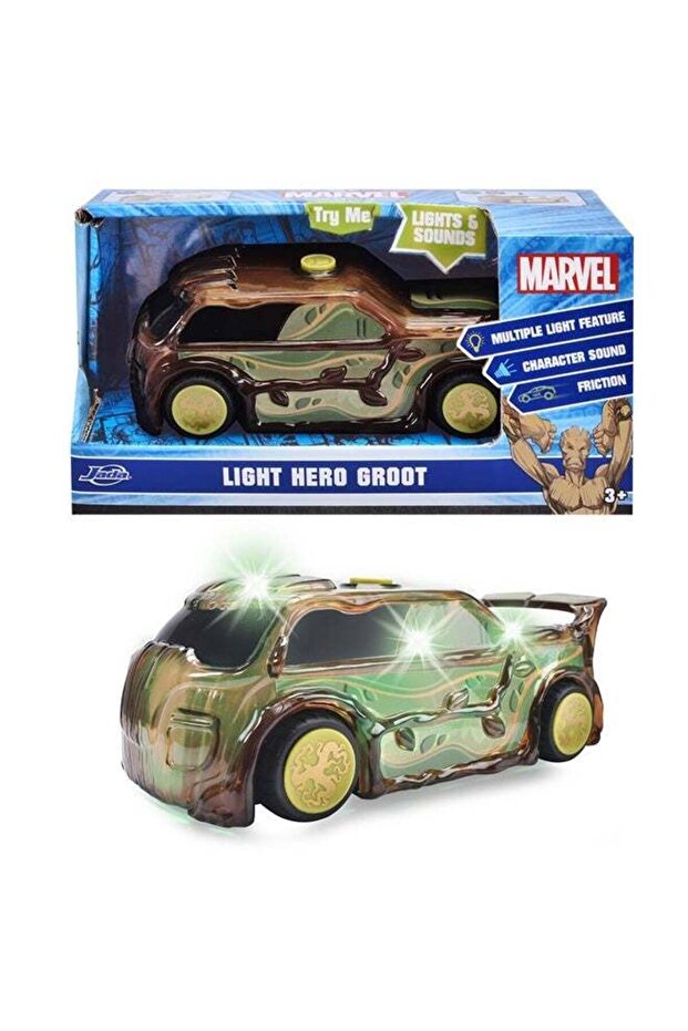 Jada Toys Marvel Light Hero Groot Car (15 cm) - Superhero Toy Car from 3 Years with Friction and Co