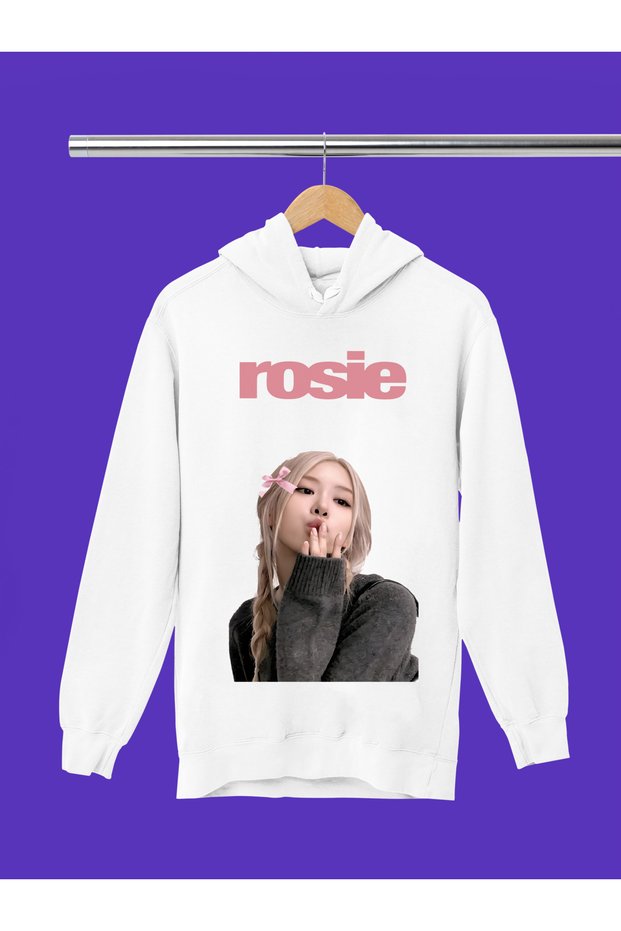 Rose from Blackpink K-Pop Printed 3-Yarn Quality Soft Texture Hooded Children's Sweatshirt