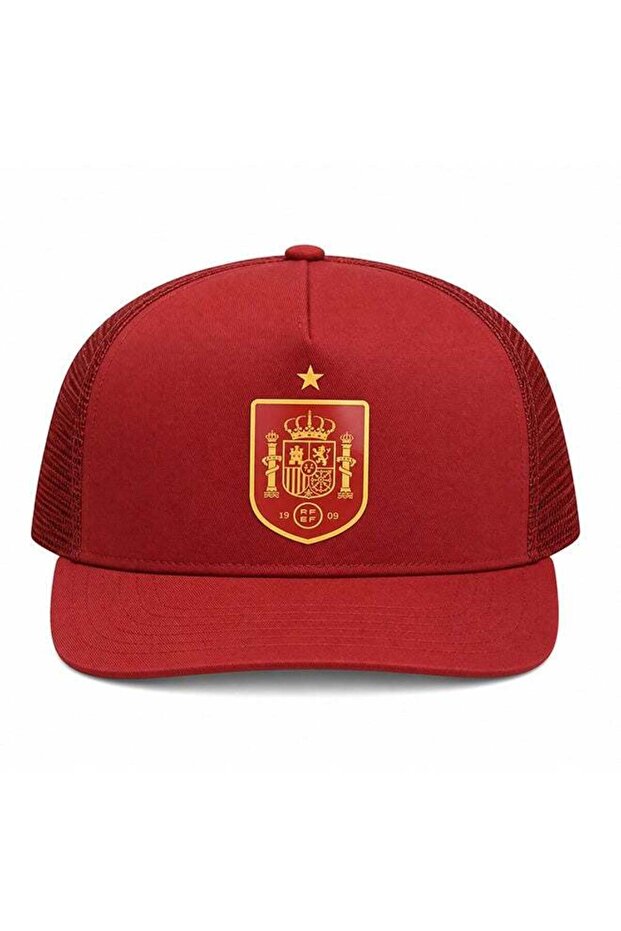 Spain Team Cap with Short Brim, Mesh Back, Adjustable Snapback