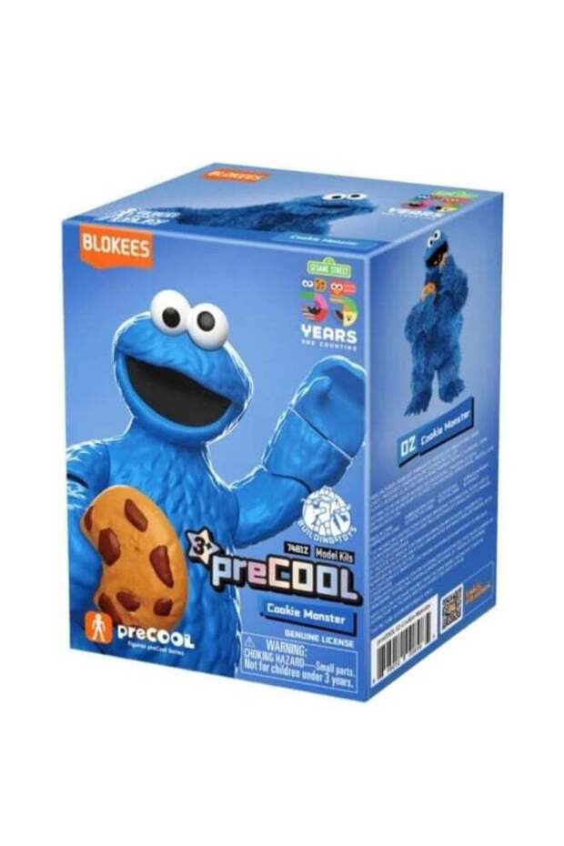 BLOKEES PreCool Cookie Monster Model Kit | Buildable Sesame Street Action Figure with Cookie Access
