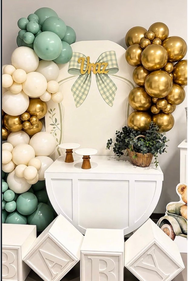 Green Retro White Gold Chrome Balloon Chain Set of 100