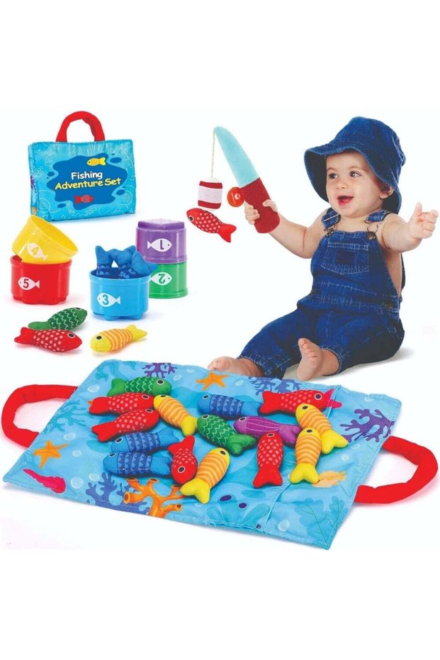 Baby Toys 6-12 Months -22 pcs Cloth Fishing Game for Toddlers
