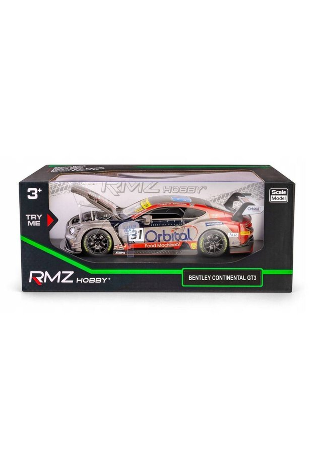 RMZ Hobby Bentley Continental GT3 #31 Orbital Die-cast Car (1:32, Silver/Red)