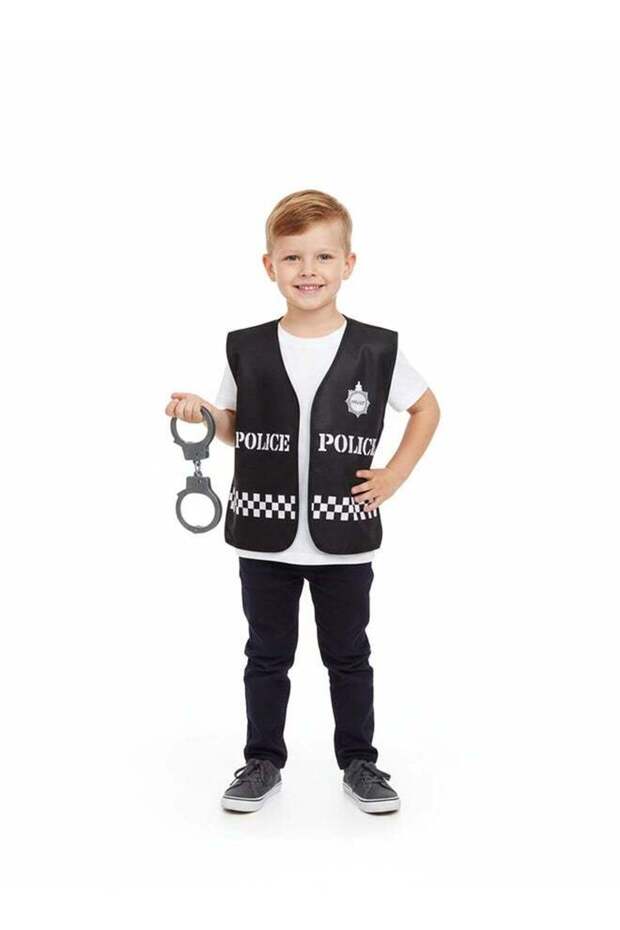 Kids Police Uniform Vest Set – Pretend Play Handcuffs Included (3+ Age)