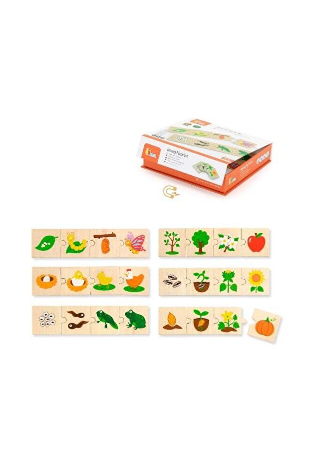 Growing Plants & Animals, 24 Piece Mix & Match Puzzle, Montessori Wooden Toy, Develops Sensory, Cog