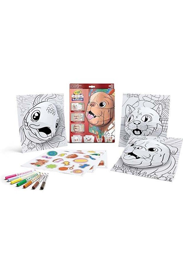 POPS 04-2804 3D Activity Set for Colouring and Creating 3D Pictures, Creative Activity and Gift for