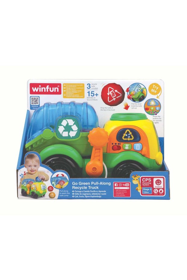 WinFun Go Green Pull-Along Recycle Truck (12.6 x 24.7 x 16.3 cm)