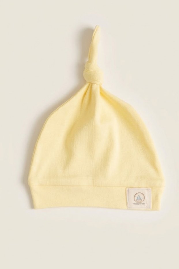 İnterlok Travel by Sea Sailing Emblem Top-Tie Knotted 0-6 Months 100% Cotton Baby Beanie Hat 0-6 Months
