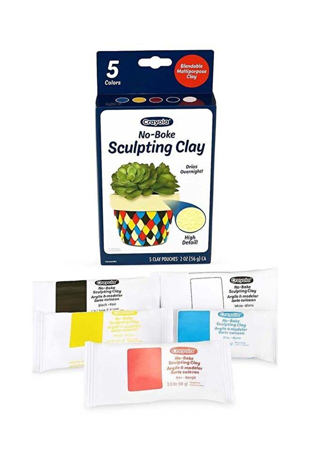No-Bake Sculpting Clay 5-Pack – Air-Dry Modeling Clay in Primary Colors, Non-Toxic, for Kids Ages 4