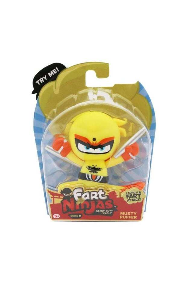 Fart Ninjas Series 11 Motion-Activated Fart Noises Collectible Figure - Musty Puffer, Battery Opera