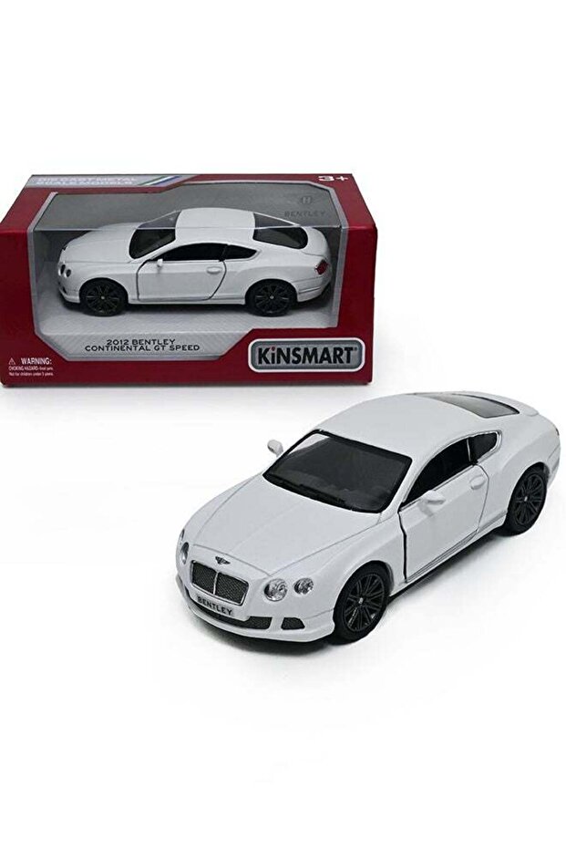 Kinsmart 1:38 Bentley Continental GT Speed 2012 Die-Cast Model Car (White) – Pull Back Toy for Kids