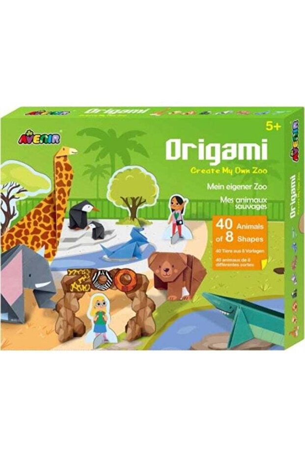 Origami Create My Own Zoo Fold 8 Vivid Animals and Cardboard Characters 40 Double-sided Folding She