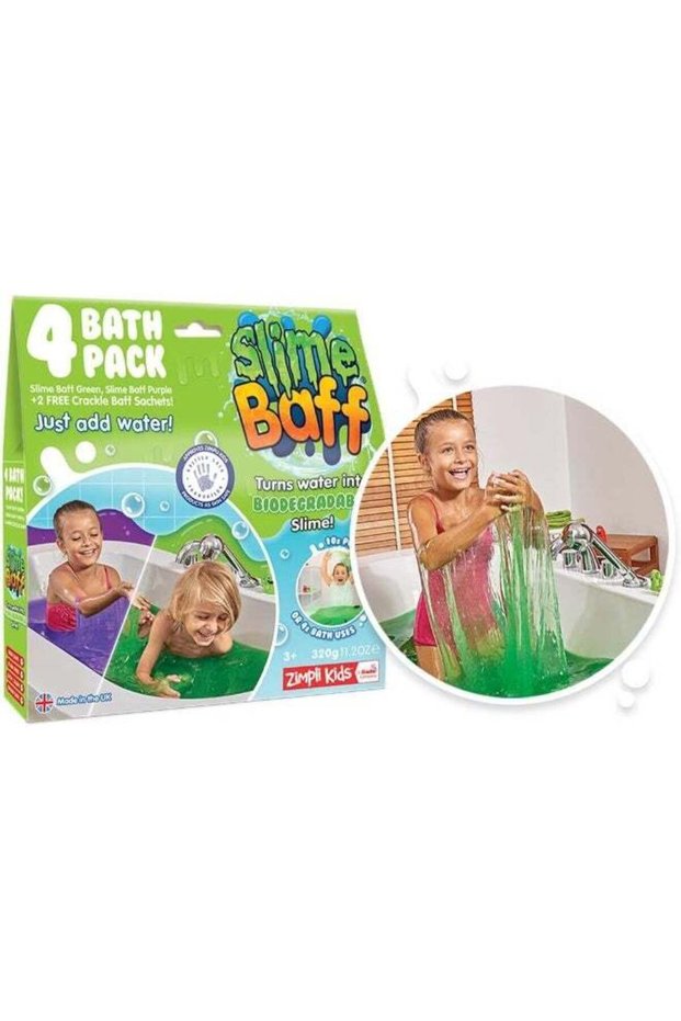 Slime Baff Purple & Green , 4 Bath Value Pack, Magically Turns Water Into Gooey, Colourful Slime, 2