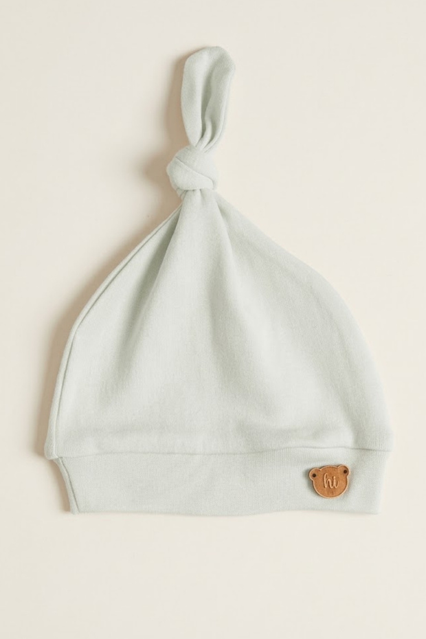 Unisex Baby Interlock Knotted Teddy Bear Embroidered 100% Cotton Newborn Beanie Hat 0-6 Months