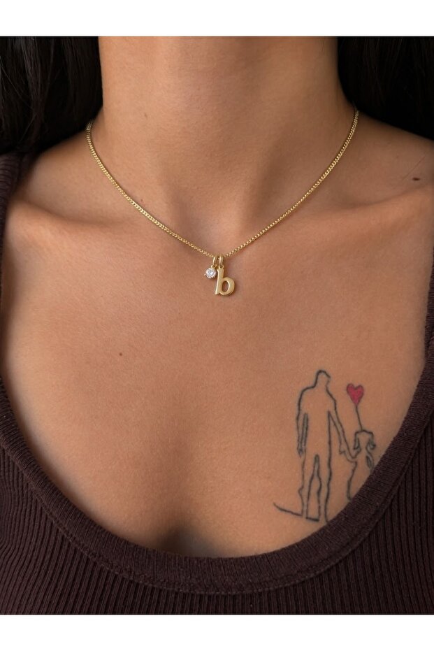 Vip Steel Small Letter B Single Stone Necklace