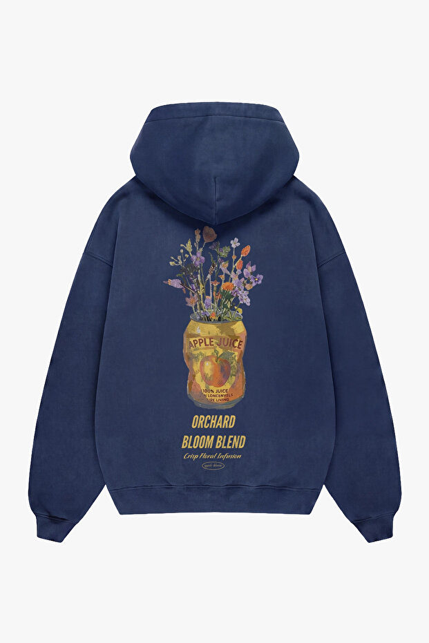 Bloom Blend Orchard Printed Oversize Indigo Hoodie