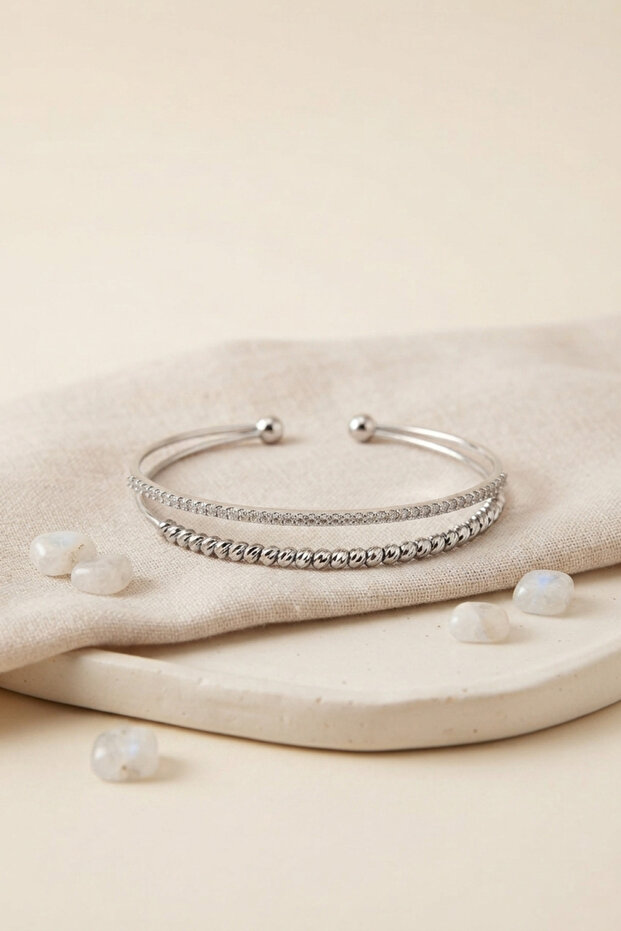 Silver Color Dorica and Zircon Stone Women's Bracelet