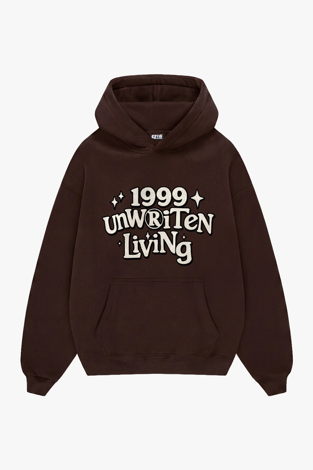 Unwritten Living Printed Oversize Unisex Brown Hoodie