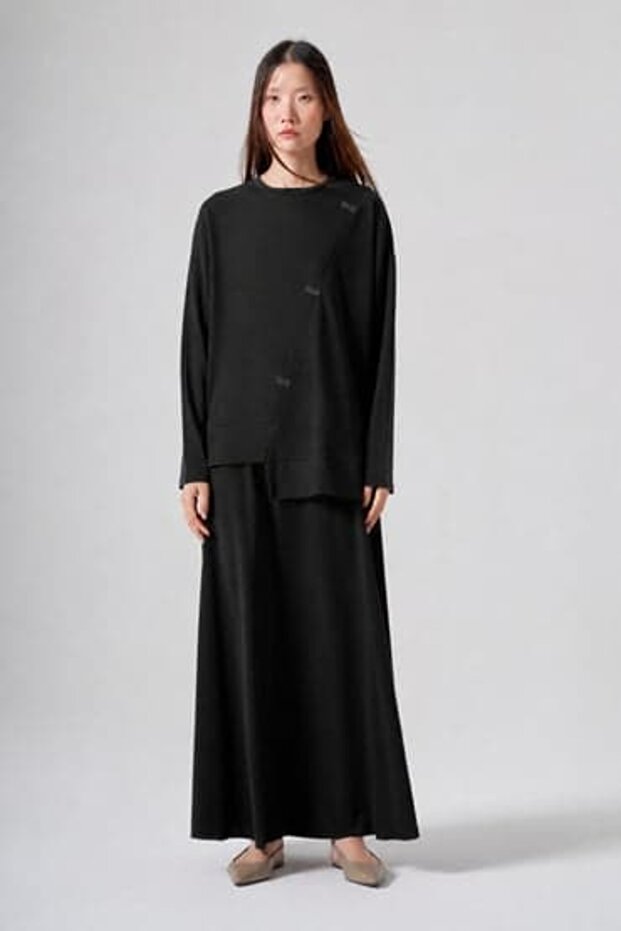 921 Stone-Detail Bora Suit with Flared Skirt Black