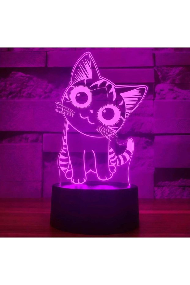 ARS Cat Gift Night Light - 3D Illusion LED Table Lamp with 16 Color Options