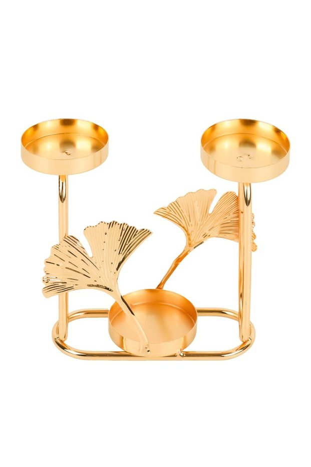HANNEA® Gold Metal Candle Holder, Ginkgo Leaf 3 Stands Candle Holder, Modern European Candle Stands