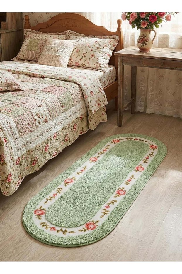 Non-Slip Floral Bath Mat for Bathroom Bedroom Sink Tub Rug 80x120 cm