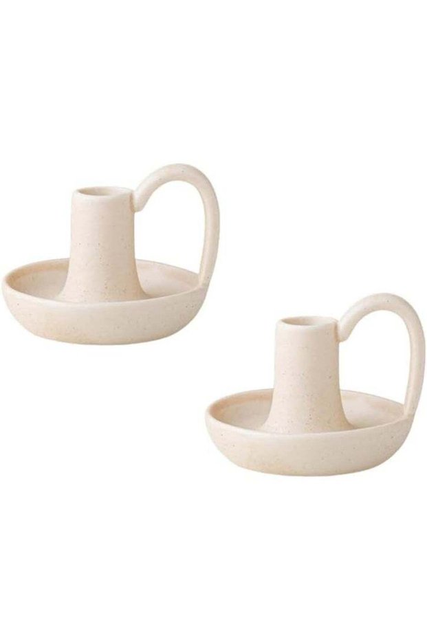 Taper Ceramic Candle Holders, Set of 2 Matte White, Table Decor Centerpiece for Home Decor, Wedding