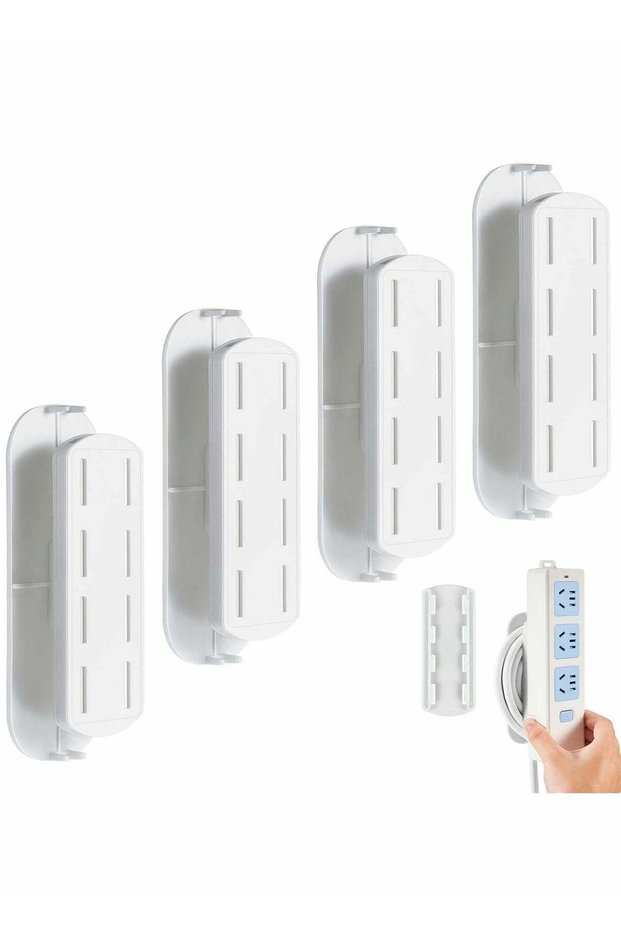 Self Adhesive Power Strip Holder Power Socket Mounts with Wire Wrap Function, Plastic Power Bar Hol