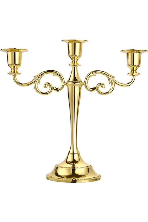 3 Arms Metal Candelabra, European Retro Elegant Candle Holder, 10.6 Inch Tall Candlestick Centerpie