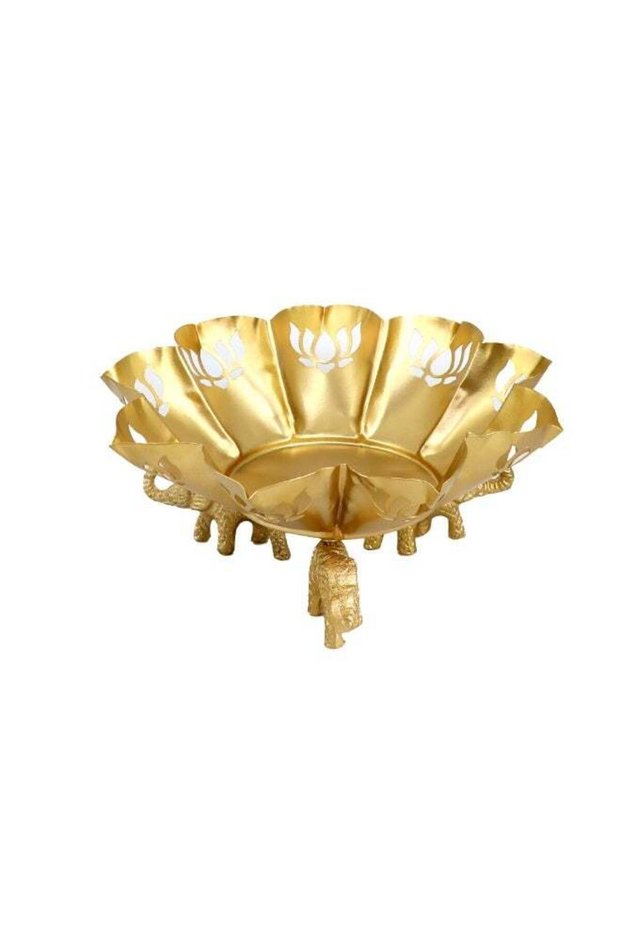 Handcrafted Decorative Lotus Urli With Elephant Stand For Home Decor