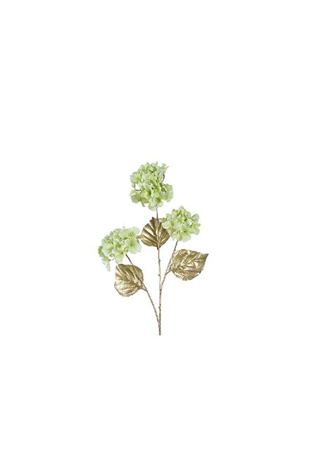 Decoris Hydrangea On Stem Polyester with Matt Gold Champange Leaf Green for christmas